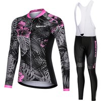 AliExpress MIEYCO Women’s Black Cycling Set Long Sleeve Jersey & Padded Tights, Pink Floral Quick Dry Bicycle Clothing for MTB Road Cycling