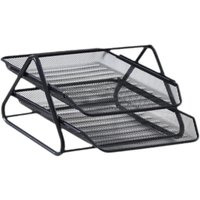 Mesh Desktop File Sorter Organizer Paper File Rack Multi Functional 2 Tiers File Tray Document Holder for Desktop Office Home