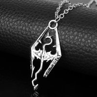 Vintage Elder and Scrolls Dragon Necklace Game Elements Penadnt Pendant Neck Chain Jewelry for Gamer and Fans Gifts