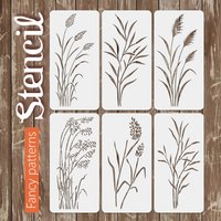 6PCS 1530cm Reeds Stencil, DIY Nature Pattern Template for Wall, Canvas, Furniture, and Fabric – Reusable, High-Quality PET Mate