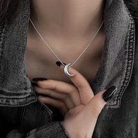 Cute Simple Moon Pendant Necklaces For Women Bohemia Silver Color Chain Choker Necklace Metal Jewelry Bijoux Collares