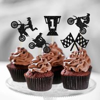 AliExpress YOMDID 24Pcs Glitter Motorcycle Cupcake Toppers Motorcycle Cake Decoration Motocross Dirt Bike Design Sports Party Supplies