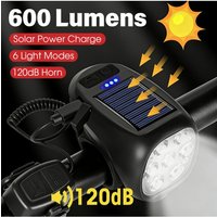 AliExpress BUCKLOS Bike Solar Lights 7 LED with Horn 120DB Bicycle Headlight Type-C Rechargeable Front Lamp Cycling Bells Highlight Light