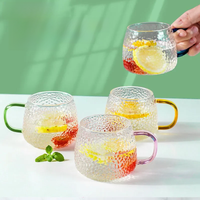 400ml Hammer Pattern Coffee Cup Air Bubble Water Glass Cup Temperature Resistant Hand Handle Tea Cup Household Drinking Equipmen