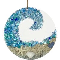 Sea Glass Sun Catcher Ocean Crashing Wave Beach Shells Ornament Acrylic Pendant Crafts Art Picture For Home Decor Christmas Gift