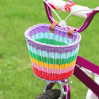 AliExpress QILEJVS Childrens Bicycles Basket Rainbow Color Plastic Wovens Bikes Basket for Boy Girl Dropshipping