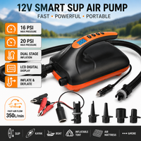12V Elektrische SUP-Luftpumpe 16PSI 20PSI Intelligenter Paddle-Board-Inflator Tragbare Hochdruck-Luftpumpe Automatische Zweistufige Aufpumpfunktion LCD-Digitalanzeige für SUP Kajak Boot Aufblasbares