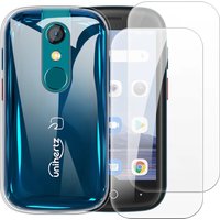 Soft Case + 2 Pack Tempered Glass Screen Protectors for Unihertz Jelly 2, Jelly 2E Full-Body Protection