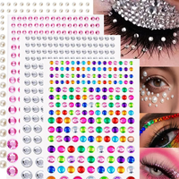 1Pcs Glitter Diamond Girl Face Rhinestone Stickers 3/4/5/6mm Shiny Round Crystal/Pearl Face Stickers Colorful Girl Diamond Decal