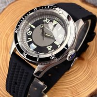 Tandorio Waterproof Watch Men Dome Sapphire Crystal Roman Numbers 120 Clicks Bezel NH35A/Miyota 8215 Movt Silicone Grey Dial