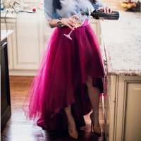 BABYONLINE Layered Tulle Skirt Tiered Ruffles Asymmetrical Prom Skirt Halloween Gown Under Petticoat Casual Ball Party Outfit1
