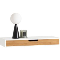 SoBuy FRG93-WN Floating Shelf with Drawer - Modern Wall Mounted Shelf for Bedroom, Hallway & Living Room, Nature 60x24 x8cm