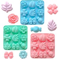1/3pcs 9-cavity Flower shape Silicone Candy Molds Daisy Flower Chocolate Molds Tulip Flower Bow Tie Leaf Molds For Jelly Pudding
