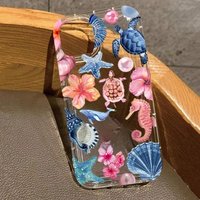 Phone Case for IPhone 16E 16 15 14 13 12 11 XS X XR 7 8 15 16 Plus Pro Max SE 2 3 Ocean Life Theme Transparent Shockproof Cover