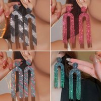 Luxury shiny rhinestone long tassel earrings