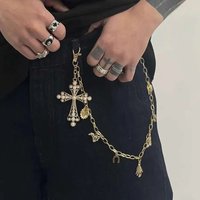 Ingemark Hip Hop Cowboy Hat Boots Cross Pendant Keychains Jeans Pants Wallet Belt Bag Chain for Men Women 2025 Jewelry Gifts New