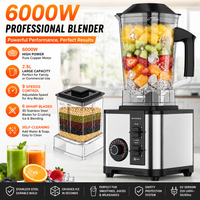 Professioneller 6000W, 2,5L Standmixer für den gewerblichen Einsatz, Smoothie- und Eiszerkleinerer, Küchenmaschine, 9-Gang-Tischmixer, Entsafter, Milchshake-Mixer, Edelstahl-Mixer, 6 Klingen,