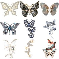 Shell Butterfly Pins for Women Unisex Glass Insect Brooches Banquet Party Backpack Gifts Jewelry Accessories