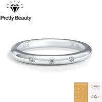 Pretty Beauty 925 Sterling Silver Moissanite Trio Stone Ring Dainty Minimalist Stackable Wedding Band Everyday Ring for Women