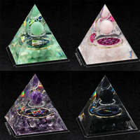 Crystal Suspension Ball Pyramid Natural Crushed Stone Amethyst Droplet Resin Home and Office Desktop Decoration Crafts 6x6cm