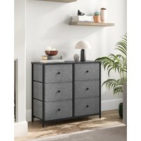 SONGMICS Chest of Drawers, 6 Fabric Drawers with Metal Frame, Storage Organiser Unit, Dresser, for Nursery, Bedroom, Hallway