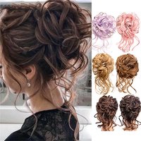 Superior sense Synthetic Wig Chignon Hair Bun Women's Natural Curly Messy With Rubber Band Hairpieces Extensions Pink Red Black