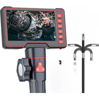 REYUECAM 5.5mm Lens Two-Way 210° Articulating Borescope with 5 " Screen 1080P Steering Industrial Endoscope for Car Inspection