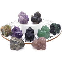 1.2" Natural Crystal Stone Squirtle Bikachu Statue Fantast Baby Cartoon Gemstone Carved Healing Home Room Decor Holiday Gift