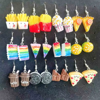 Earrings for Women Resin Geometric Handmade Simulation Hamburger Chips Chocolate Popcorn Cake Drop Earrings Jewelry Kids Gift