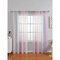 1PC Full Multi Color Gradient Bar Window Screen Curtain, Wearing Rod, Suitable for Beautifying Living Room and Kitchen Curtains