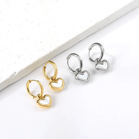 LUXUKISSKIDS Korean Fashion Moon Earrings For Woman Heart Drop Pendients With Shell Cute Crown Steel Kids Dangling Round Clips