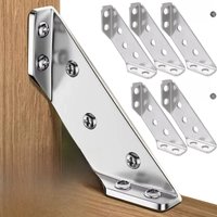 Stainless Steel Corner Support Brackets for Furniture Cabinet Shelf Frame Connectors Heavy Duty Reinforcement Screws Included
