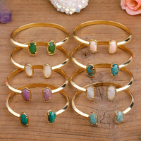 Luxury Women's Gemstone Bead Bangle Bohemian Style Bangle Moonstone Australian Jade Fashionable Women's Jewelry Gift Bangles