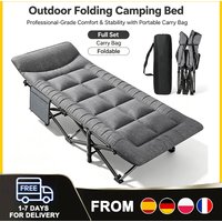 Klappbares Campingbett für den Außenbereich, tragbares Campingbett mit integriertem Kissen, Seitentasche und einer Traglast von 440 Pfund, geeignet für Camping, Angeln, Reisen, Zuhause und das Büro.