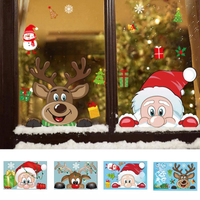 Snowflake Santa Elk Christmas Colorful Static Glass Sticker Window Home Decoration