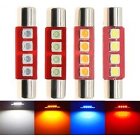 4Pcs Auto LED Bulb 28mm 31mm 3030 4 SMD White Red Amber Ice Blue 12V Sun Visor Vanity Mirror Lights Car Interior Dome Map Lamp