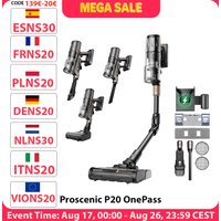 Odkurzacz bezprzewodowy Proscenic P20 OnePass, siła ssania 70000Pa, czas pracy 70 minut, silnik bezszczotkowy 680W, czyszczenie na mokro i na sucho, 3 sprzedane sztuki