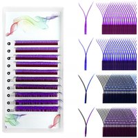 LAKANAKU Blue Purple Colorful YY Lashes Extensions Y Shape Two Tips Color Premium 2D Pre made Fan Individual Lashes