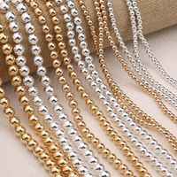 Natural Hematite Stone KC Gold/Silver Color Plated Beads Round Loose Beads For Jewelry Making DIY Bracelets Necklace Accessories