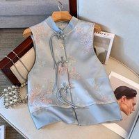 New Chinese Style National Style Buckle Vest Women 2025Spring Autumn Satin Jacquard Sleeveless Top Fashion Vest Female Waistcoat