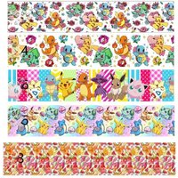 5Yards Pokémon Cartoon Print Grosgrain Ribbon for Hairbows DIY Craft Materials
