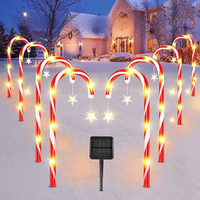 5PCS/Set Solar Cane Light Outdoor Waterproof Candy Ground Light Garden Landscape Christmas Decoration Lawn Light Colored Light