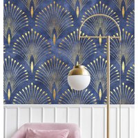 Dark Blue glitter Effect Art Deco Self Adhesive Wallpaper,Removable Vintage Luxury Wall Decor, Peel and Stick Wall Paper