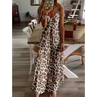 Printed Design Leopard Print Pattern Dress Style Four Seasons elegant style casual style sling dress