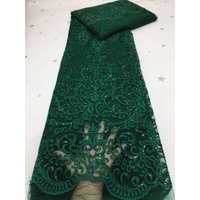 Latest Green African Lace Fabric 2024 High Quality French Milk Silk Lace Fabric With Sequins For Nigerian Party Dress LDP20112