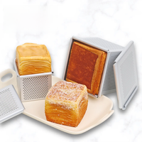 Mini Toast Box Croissant Cube Mold Mini Pullman Loaf Pan with Lid Square Perforated Toast Box Water Cube Baking Tools Kitchen