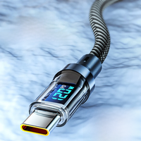 120W USB To Type C Cable Phone Super Fast Charging Cable With LED Display Data Cord For Xiaomi Redmi Samsung Huawei Honor 1M 2M