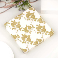 20pcs/Pac 33cm 2-Ply Golden Leaf Printed Napkin Wedding Cup Flower Paper Colourful Placemat Paper Mouthcloth Banquet Paper