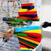 1PCC Parrot Toy Colorful Multi layered Parrot Mouth Bite Toy Wooden Bird Toy Bird Cage Hanger