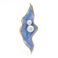 Wuli&baby Pearl Shell Flower Brooches For Women 2-color Enamel Office Party Brooch Pins Gifts